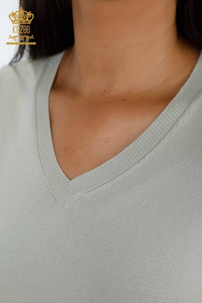 Wholesale Women's Knitwear Long Sleeve V Neck Viscose Basic - 11071 | KAZEE - Thumbnail