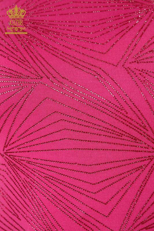 Wholesale Women's Knitwear Patterned Stone Embroidered American Model - 16951 | KAZEE