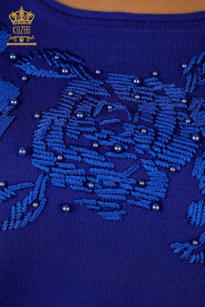 Wholesale Women's Knitwear Rose Patterned Stone Embroidery - 16178 | KAZEE - Thumbnail