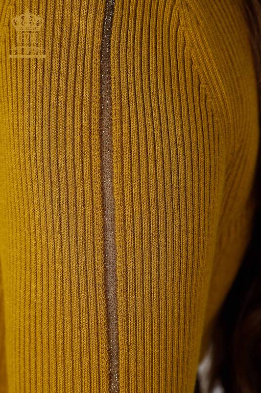 Wholesale Women's Knitwear Braided Hole Detailed V Neck Viscose - 16240 | KAZEE