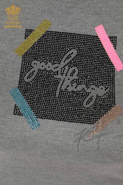 Wholesale Women's Knitwear Sweater - Short Sleeve - Gray - 30029 | KAZEE - Thumbnail