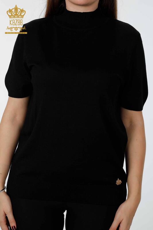 Wholesale Women's Knitwear Short Sleeve Stand Up Collar Basic Viscose - 16168 | KAZEE