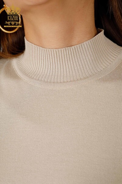 Wholesale Women's Knitwear Short Sleeve Stand Up Collar Basic Viscose - 16168 | KAZEE - Thumbnail