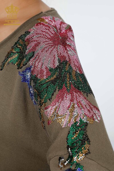 Wholesale Women's Knitwear Shoulder Floral Detailed Crew Neck - 16572 | KAZEE - Thumbnail