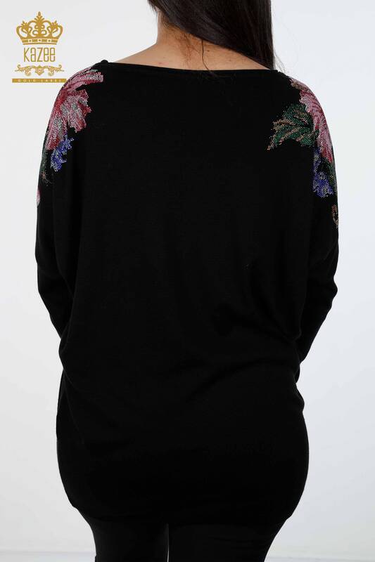 Wholesale Women's Knitwear Shoulder Floral Detailed Crew Neck - 16572 | KAZEE