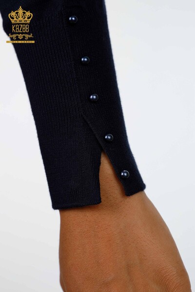Wholesale Women's Knitwear Cufflink Detailed Crew Neck - 14337 | KAZEE - Thumbnail