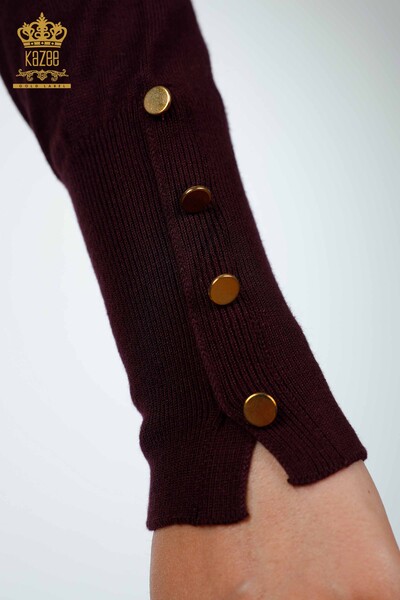 Wholesale Women's Knitwear Cuff-Button Detailed Turtleneck Basic - 14338 | KAZEE - Thumbnail