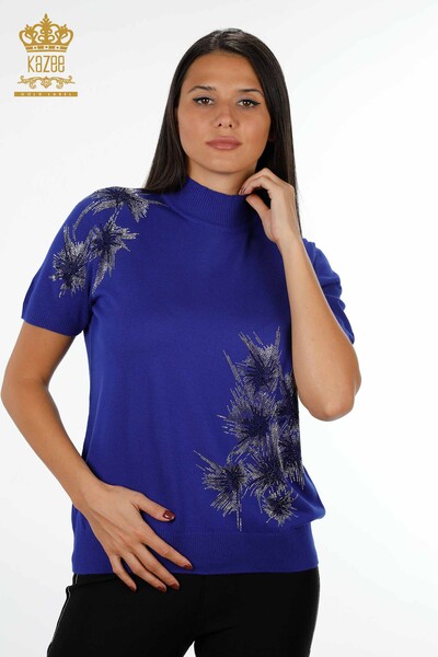 Wholesale Women's Knitwear Sleeve Detailed Stone Embroidered American Model - 16712 | KAZEE - Thumbnail