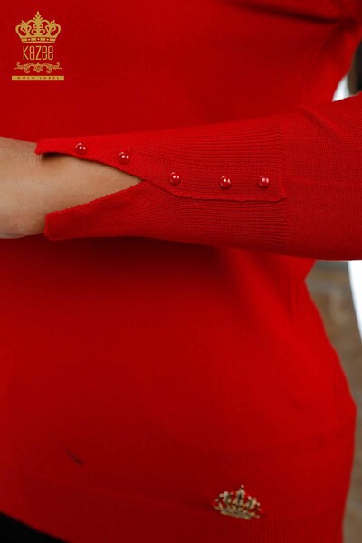 Wholesale Women's Knitwear Sleeve Detailed V Neck Basic Long Sleeve - 14339 | KAZEE - Thumbnail
