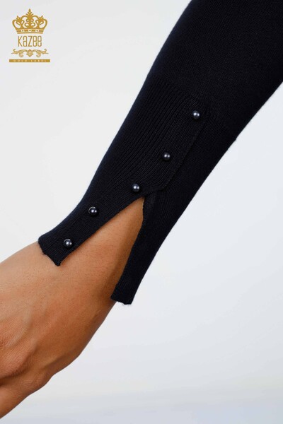 Wholesale Women's Knitwear Sleeve Detailed V Neck Basic Long Sleeve - 14339 | KAZEE - Thumbnail