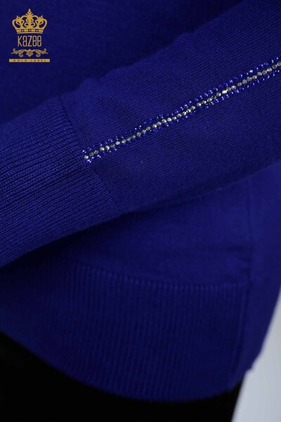 Wholesale Women's Knitwear Sleeve Tape Detailed Kazee Text Embroidered - 16632 | KAZEE - Thumbnail