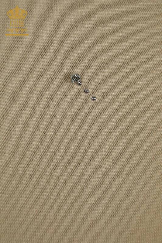 Wholesale Women's Knitwear Stone Detailed Beige - 30113 | KAZEE