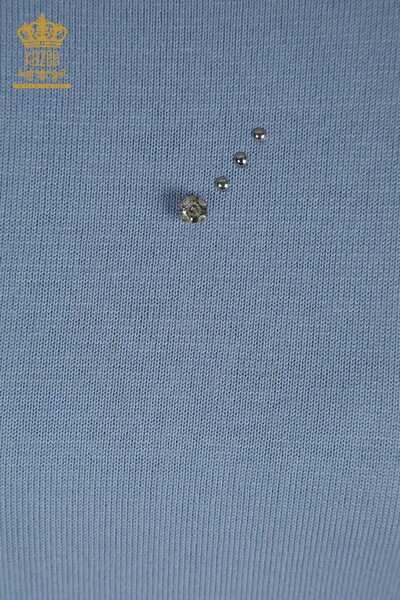 Wholesale Women's Knitwear Stone Detailed Blue - 30113 | KAZEE - Thumbnail (2)