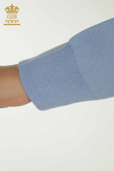 Wholesale Women's Knitwear Stone Detailed Blue - 30113 | KAZEE - Thumbnail