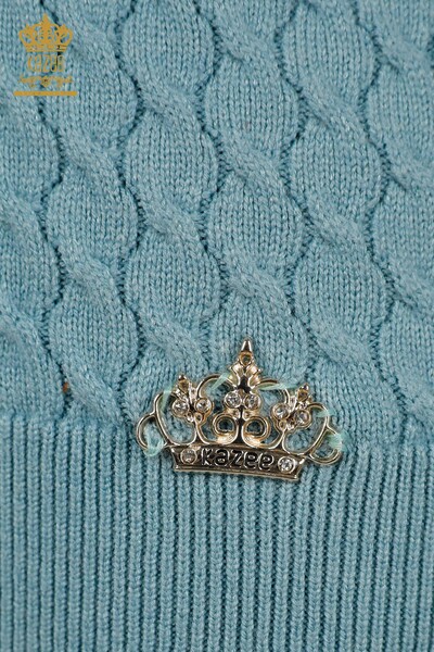 Wholesale Women's Knitwear Sweater American Model Basic Blue - 30119 | KAZEE - Thumbnail