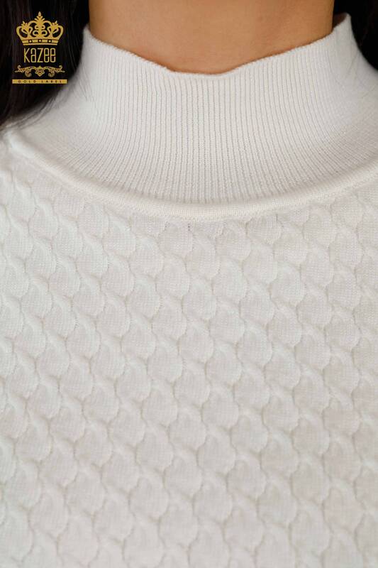 Wholesale Women's Knitwear Sweater American Model Basic Ecru - 30119 | KAZEE