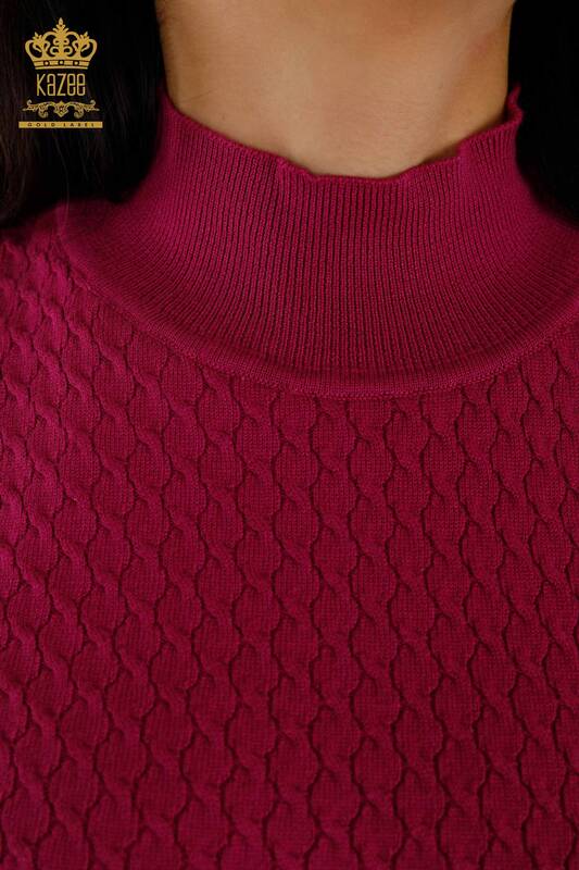 Wholesale Women's Knitwear Sweater American Model Basic Purple - 30119 | KAZEE