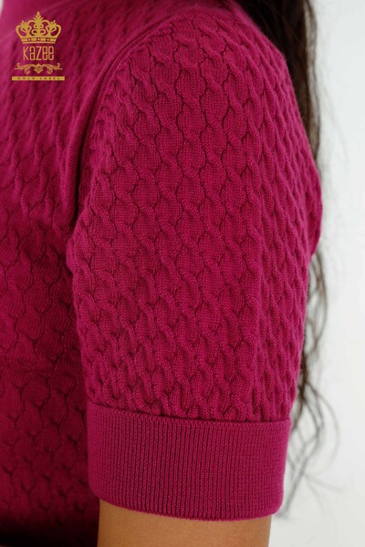 Wholesale Women's Knitwear Sweater American Model Basic Purple - 30119 | KAZEE - Thumbnail