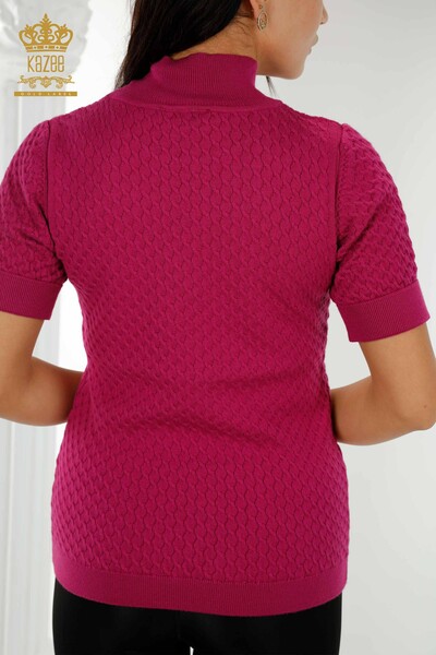 Wholesale Women's Knitwear Sweater American Model Basic Purple - 30119 | KAZEE - Thumbnail