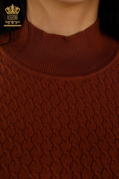 Wholesale Women's Knitwear Sweater American Model Basic Tan - 30119 | KAZEE - Thumbnail