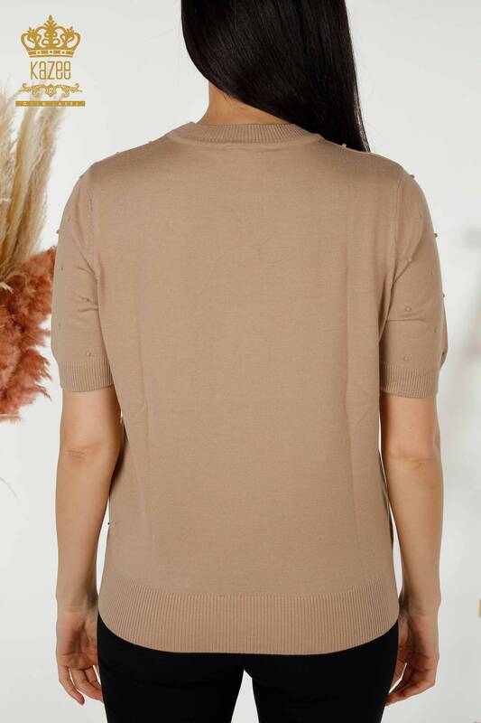 Wholesale Women's Knitwear Sweater - American Model - Beige - 30131 | KAZEE