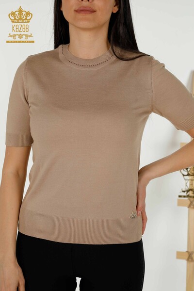 Wholesale Women's Knitwear Sweater - American Model - Beige - 30255 | KAZEE - Thumbnail