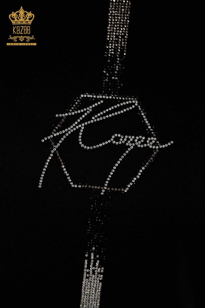 Wholesale Women's Knitwear Sweater American Model Black - 16639 | KAZEE - 2