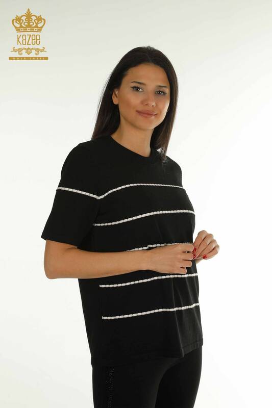 Wholesale Women's Knitwear Sweater American Model Black - 30355 | KAZEE