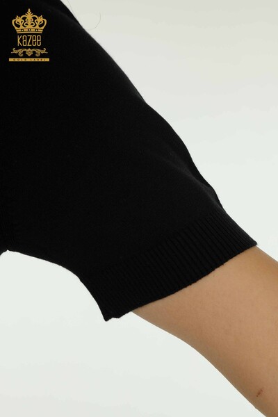 Wholesale Women's Knitwear Sweater American Model Black - 30649 | KAZEE - Thumbnail