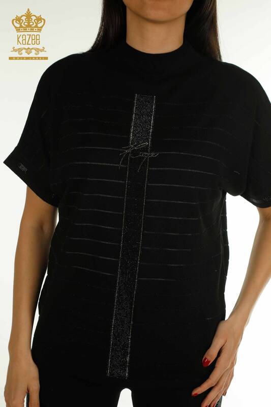 Wholesale Women's Knitwear Sweater American Model Black - 30702 | KAZEE