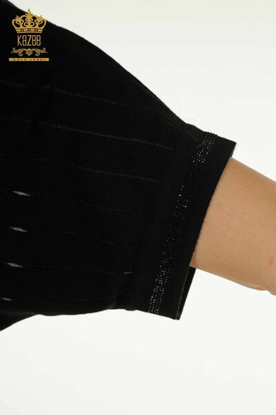 Wholesale Women's Knitwear Sweater American Model Black - 30702 | KAZEE - Thumbnail