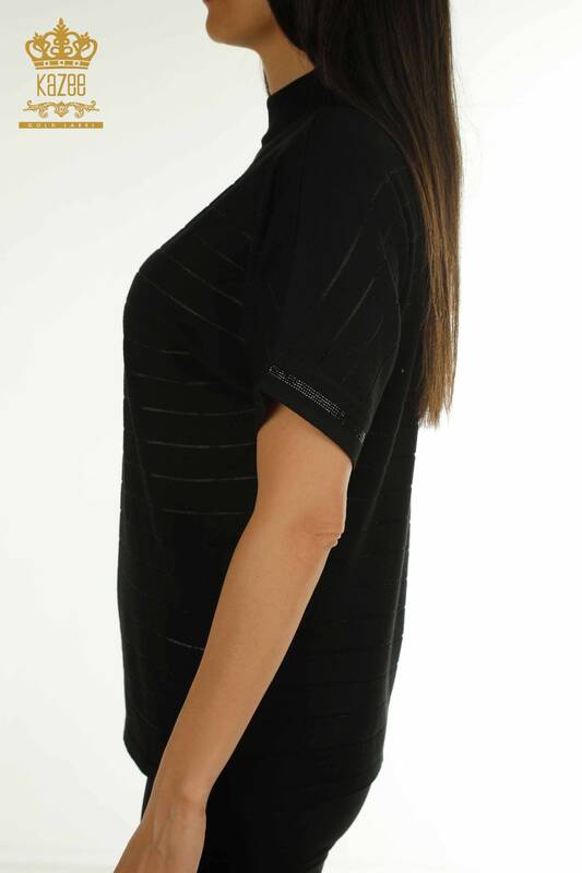 Wholesale Women's Knitwear Sweater American Model Black - 30702 | KAZEE