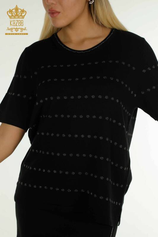 Wholesale Women's Knitwear Sweater American Model Black - 30794 | KAZEE