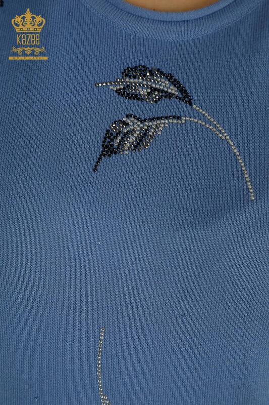 Wholesale Women's Knitwear Sweater American Model Blue - 30649 | KAZEE