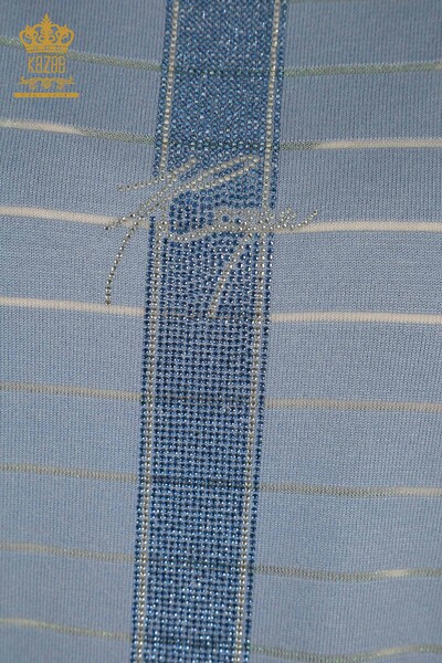Wholesale Women's Knitwear Sweater American Model Blue - 30702 | KAZEE - Thumbnail (2)
