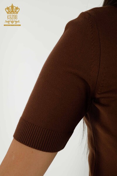 Wholesale Women's Knitwear Sweater American Model Brown - 15943 | KAZEE - Thumbnail