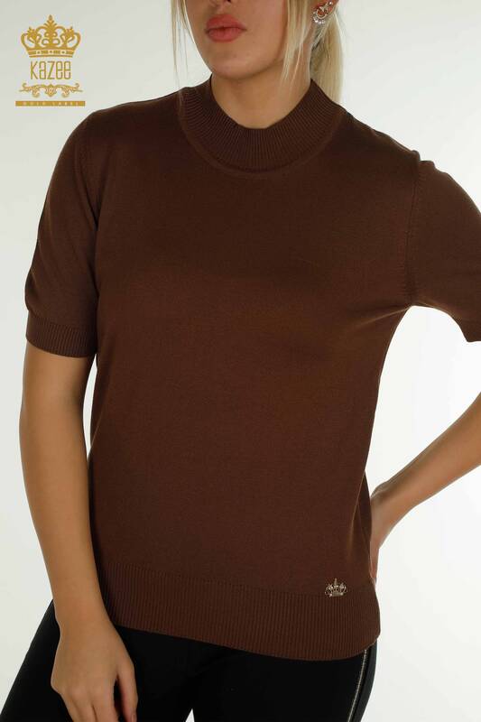 Wholesale Women's Knitwear Sweater American Model Brown - 14541 | KAZEE