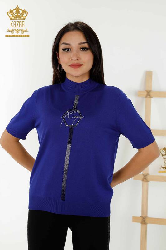 Wholesale Women's Knitwear Sweater - American Model - Dark Blue - 16639 | KAZEE