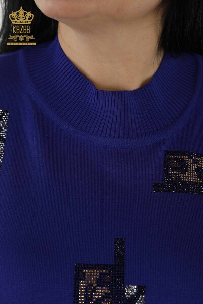Wholesale Women's Knitwear Sweater - American Model - Dark Blue - 16709 | KAZEE - Thumbnail