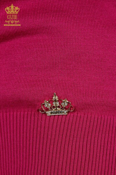 Wholesale Women's Knitwear Sweater - American Model - Dark Fuchsia - 30255 | KAZEE - 5