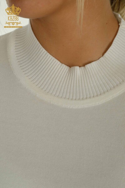 Wholesale Women's Knitwear Sweater American Model Ecru - 14541 | KAZEE - Thumbnail