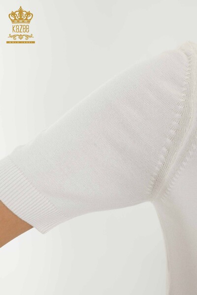 Wholesale Women's Knitwear Sweater - American Model - Ecru - 16639 | KAZEE - Thumbnail