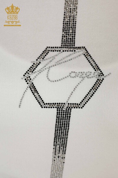 Wholesale Women's Knitwear Sweater - American Model - Ecru - 16639 | KAZEE - 3