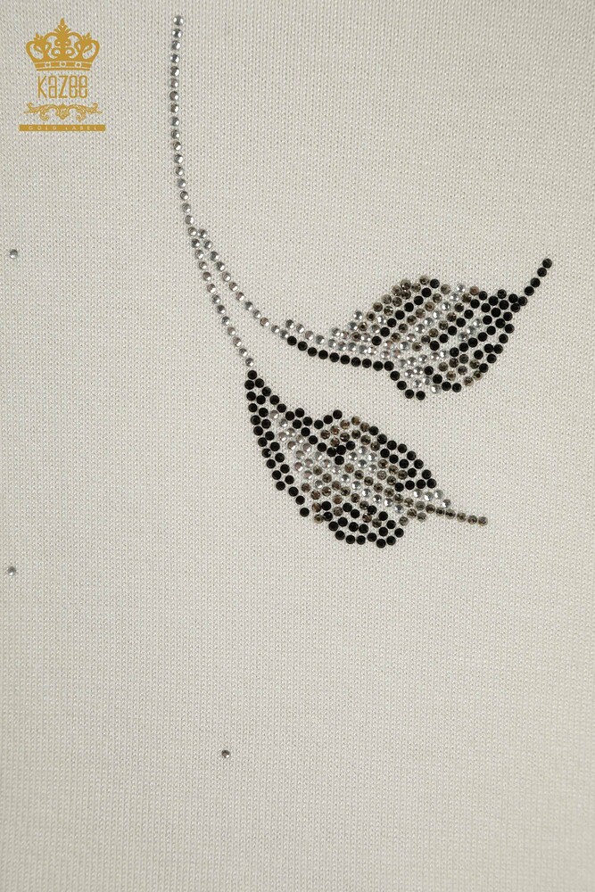 Wholesale Women's Knitwear Sweater American Model Ecru - 30649 | KAZEE - 3