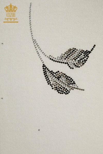 Wholesale Women's Knitwear Sweater American Model Ecru - 30649 | KAZEE - 3