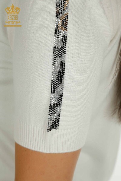 Wholesale Women's Knitwear Sweater American Model Ecru - 30753 | KAZEE - Thumbnail