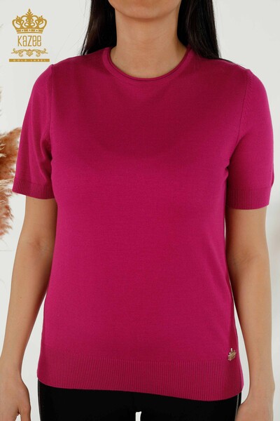 Wholesale Women's Knitwear Sweater American Model Fuchsia - 15943 | KAZEE - Thumbnail