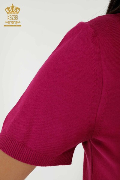 Wholesale Women's Knitwear Sweater American Model Fuchsia - 15943 | KAZEE - Thumbnail
