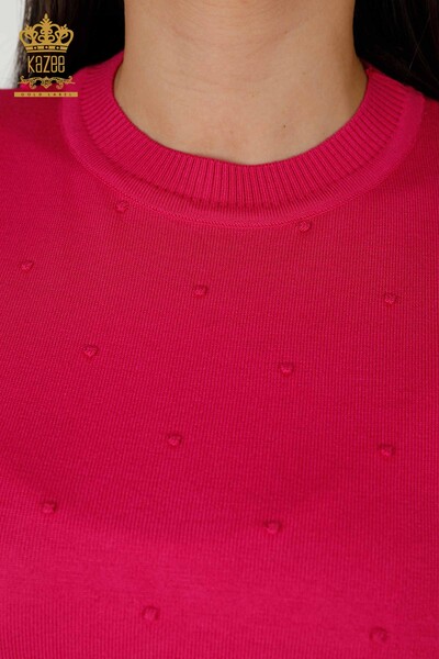 Wholesale Women's Knitwear Sweater - American Model - Fuchsia - 30131 | KAZEE - Thumbnail