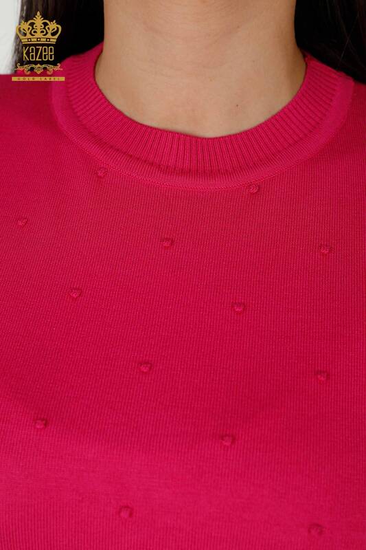 Wholesale Women's Knitwear Sweater - American Model - Fuchsia - 30131 | KAZEE